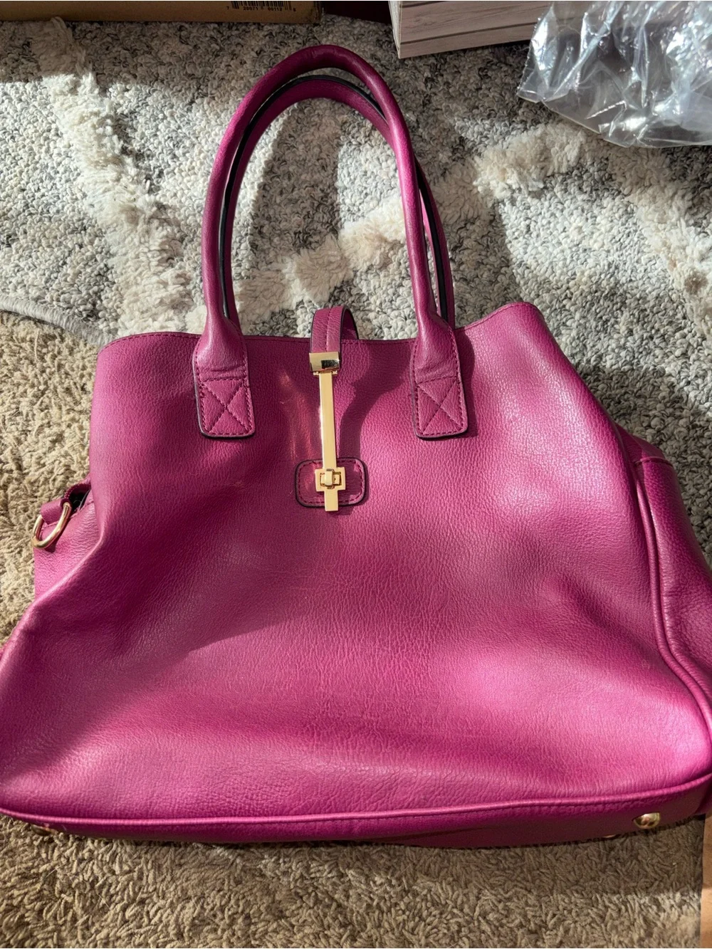 Target Fuchsia Shoulder Tote with Gold Accent